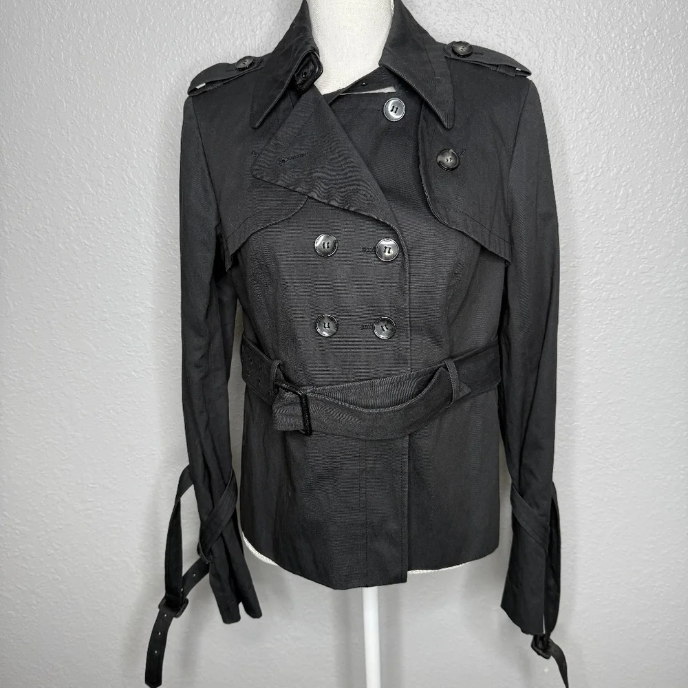 All Saints Black short  trench style short coat Jacket -cp - Picture 2 of 16